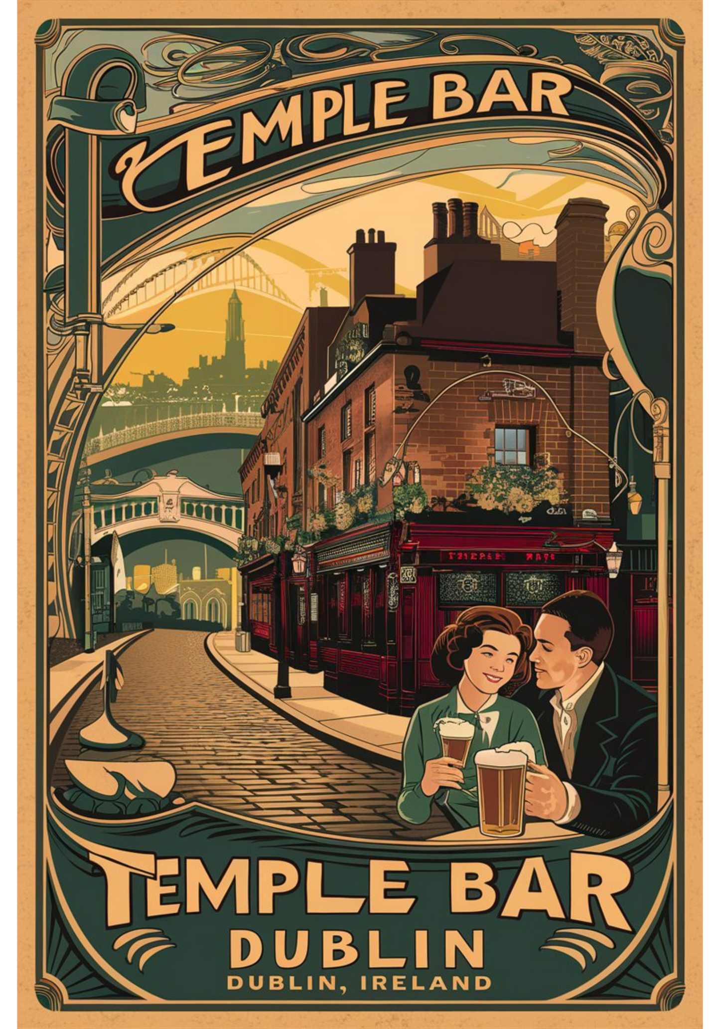 Vintage Dublin Poster - Matte Vertical Posters